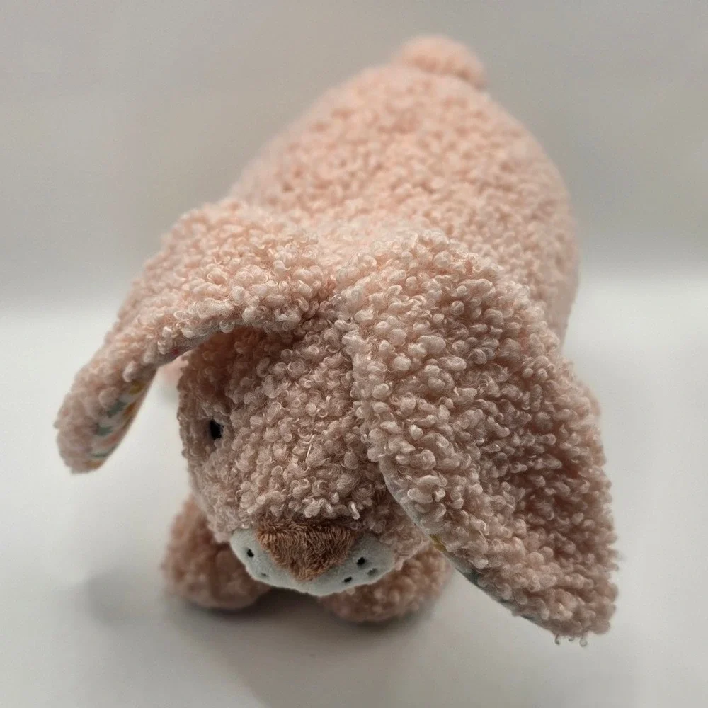 Pillowfort Just Peachy Bunny Figural Pillow Pink Sherpa Floral 8.5 x 11 in